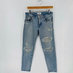 Moussy Vintage Distressed Ripped Skinny Jeans 100% Cotton Size 26 Light Wash